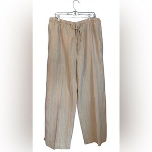 Grant Thomas 100% Linen Drawstring Wide-Leg Pants – Size XL
